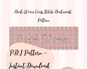Book Worm Cross-Stitch Bookmark Pattern - Beginner Friendly (Digital Download)
