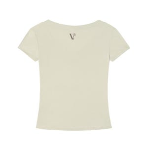 T-shirt slim fit con scollo a V in Tencel, maglietta corta ecologica da donna, morbida e aderente, a maniche corte, ideale per l'estate, casual ed elegante, perfetta per l'ufficio. immagine 8