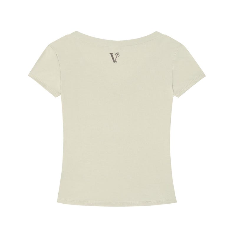 T-shirt slim fit con scollo a V in Tencel, maglietta corta ecologica da donna, morbida e aderente, a maniche corte, ideale per l'estate, casual ed elegante, perfetta per l'ufficio. immagine 8