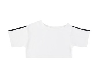 T-shirt corta da donna con spalle scoperte, maglietta asimmetrica con spalle scoperte, top corto slim fit in misto cotone, abbigliamento sportivo casual estivo.
