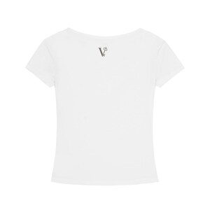 T-shirt slim fit con scollo a V in Tencel, maglietta corta ecologica da donna, morbida e aderente, a maniche corte, ideale per l'estate, casual ed elegante, perfetta per l'ufficio. immagine 6
