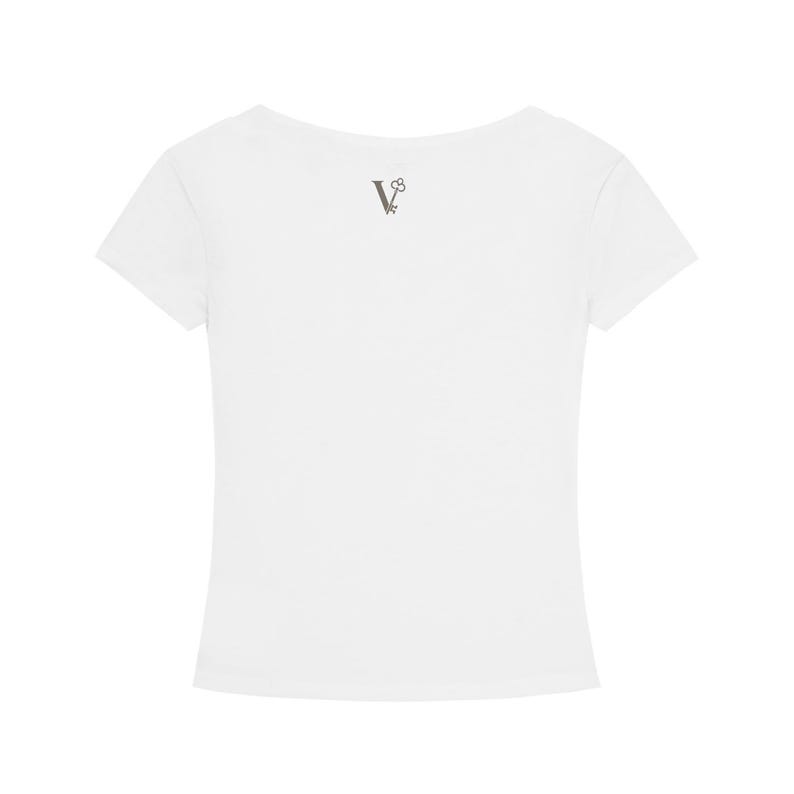 T-shirt slim fit con scollo a V in Tencel, maglietta corta ecologica da donna, morbida e aderente, a maniche corte, ideale per l'estate, casual ed elegante, perfetta per l'ufficio. immagine 6