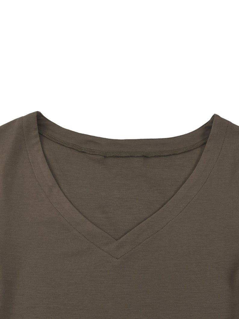 T-shirt slim fit con scollo a V in Tencel, maglietta corta ecologica da donna, morbida e aderente, a maniche corte, ideale per l'estate, casual ed elegante, perfetta per l'ufficio. immagine 15