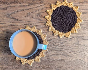 Easy Sunflower Coaster Crochet Pattern | Beginner Design (PDF Download)