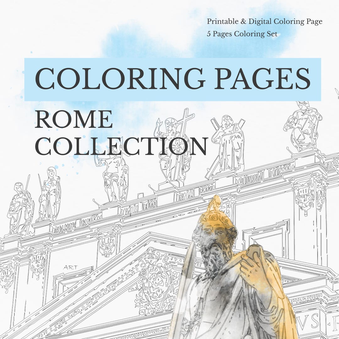 ROME Coloring Pages – 5 Printable Pages | Photo-based Line Art ...