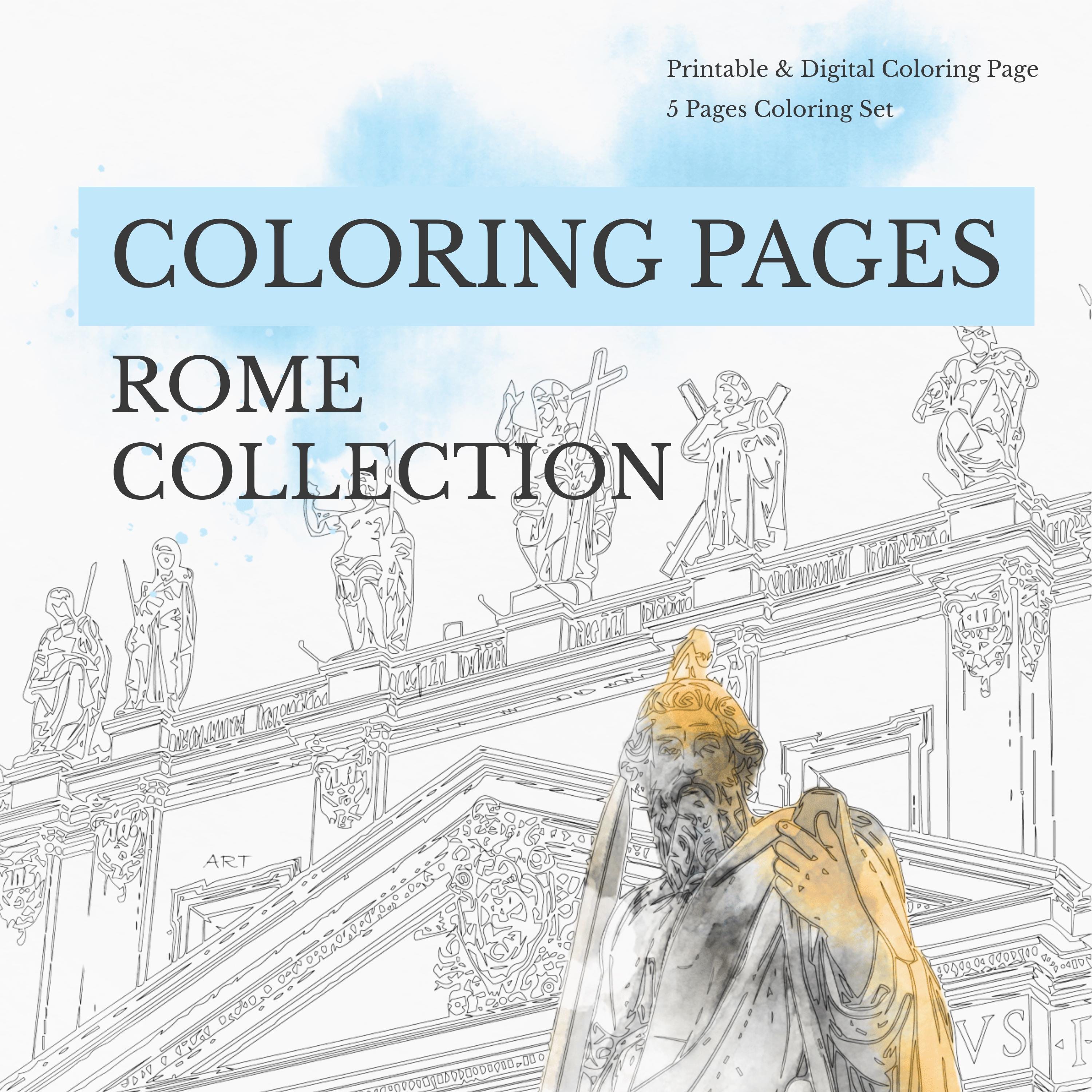 Coloring Sheet Rome Scene ROME Coloring Pages – 5 Printable Pages | Photo-based Line Art ...