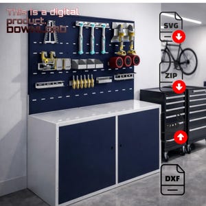 DIYツールオーガナイザーワークベンチ – 金属製ペグボードシステム | PDF + DXFデジタルダウンロード