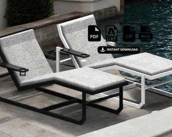 DIY Metal Frame Sun Lounger Plans | Outdoor Chaise Lounge (Digital Download, DXF Cut Files)