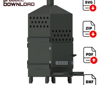 DIY Industrieller Holzofen | CNC Dxf & Pdf Pläne | Metallherd Design