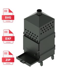 Przemysłowy piec opalany drewnem DIY | Plany CNC w formatach DXF i PDF | Projekt pieca metalowego
