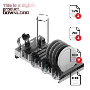 Escurreplatos de cocina DIY / Organizador de platos y vasos / Descarga digital PDF DXF Zip / Plano de escurreplatos metálico