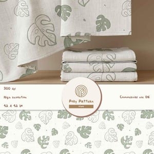 Padrão sem costura de folha de Monstera | Design de superfície botânico tropical (Download digital)