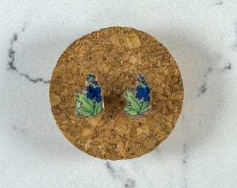 Bluebell stud earrings dark blue