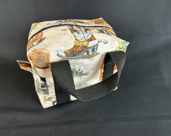 Cowboy Boot Print Zippered Pouch, Western Themed Charm Bag