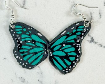 Butterfly dangle earrings green