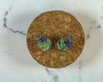 Bluebell stud earrings purple
