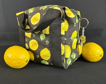Lemon Print Zipper Pouch, Makeup Toiletries Art Supplies Storage Bag