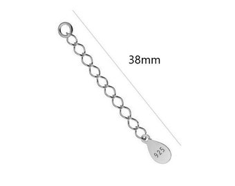 Sterling silver chain extension for necklaces (38mm or 60mm)