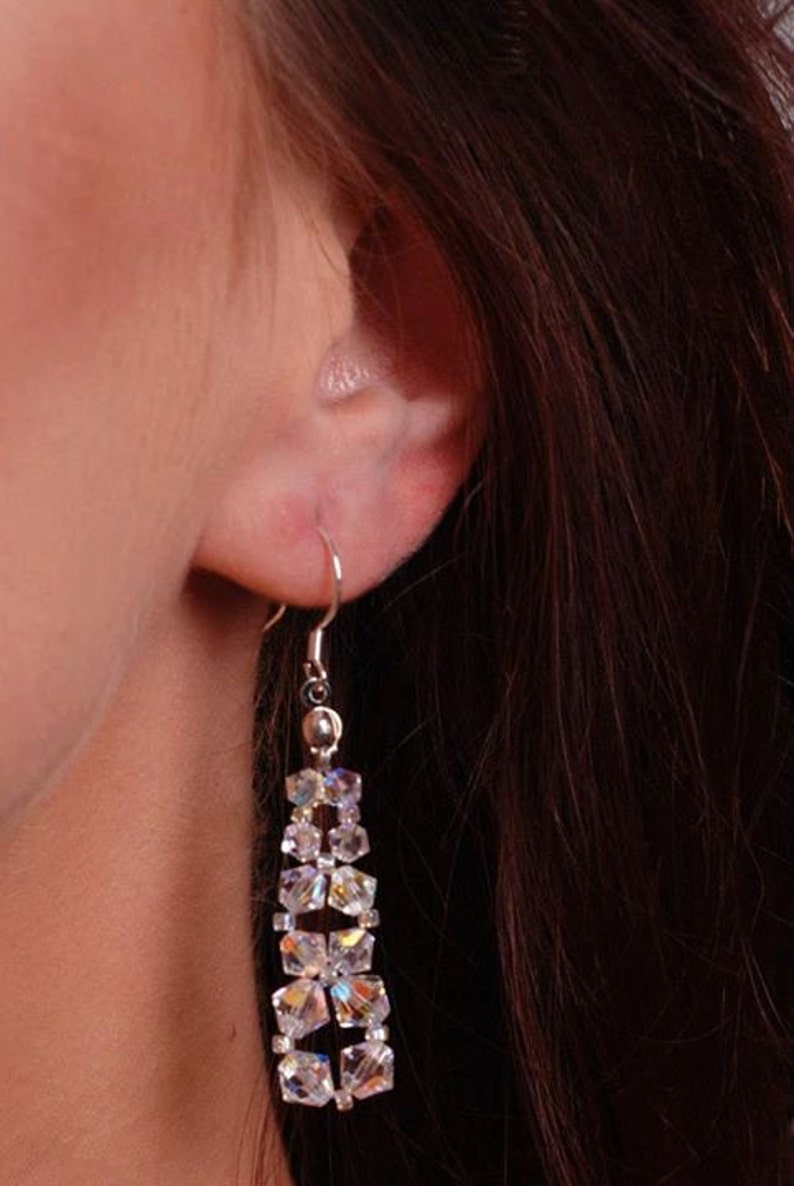 SALE Bridal crystal necklace V shape with Swarovski AB Etsy