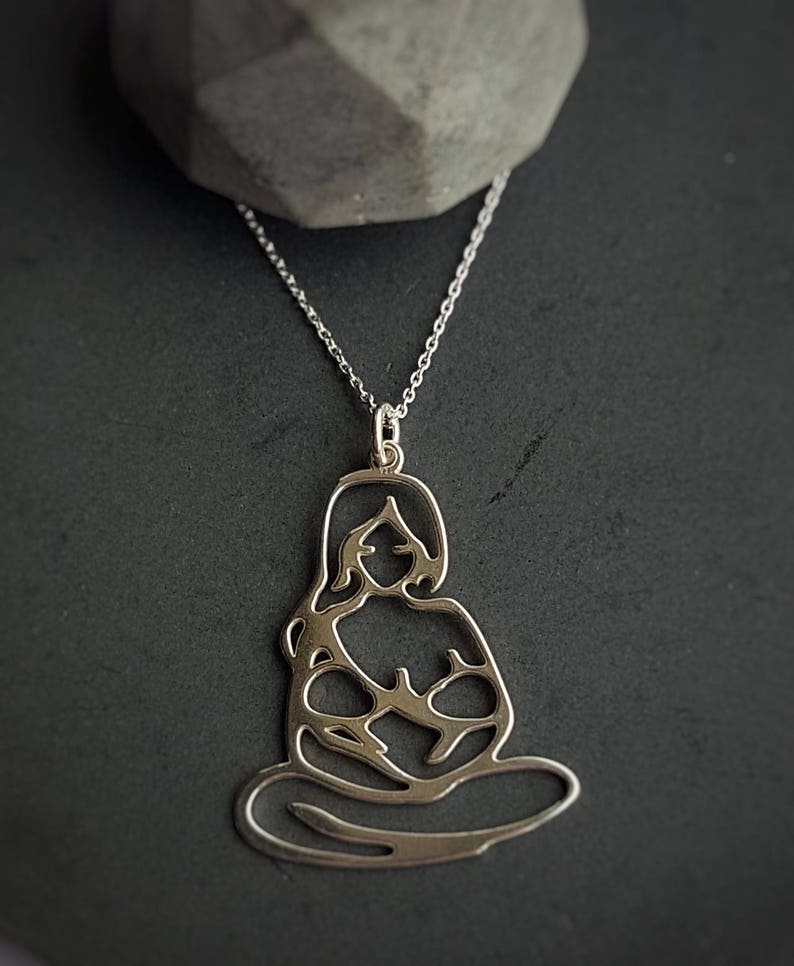 New Mum Gift Sterling Silver Mother and Baby Pendant Necklace - Etsy ...
