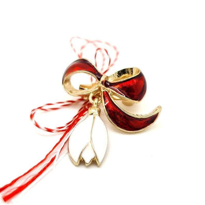 Lazo con broche Martisor de campanilla blanca imagen 1