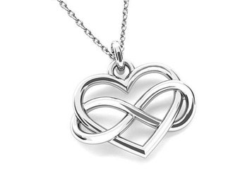 Infinito amor collar de plata / corazón interconectado y colgante infinito / joyería de regalo celta