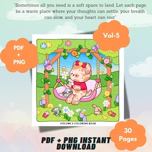 50-60% Off | Vol 5 Cute Animals Coloring Pages PDF+PNG, Cozy Bookstore Salon Book, Bold and Easy Aesthetic Kawaii Simple Digital Download