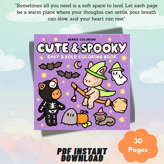GET 40-50% OFF- Spooky Coloring Book: Easy Bold Animal Illustrations for Kids Adults (Digital Download)