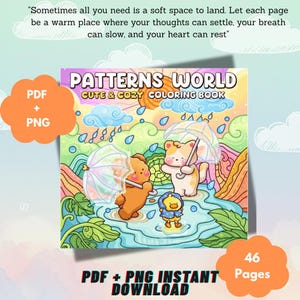 50-60% Off | Kawaii Pattern Coloring Pages PDF, Cute Animals Backgrounds Book, Bold and Easy Aesthetic Simple Mandalas Digital Download