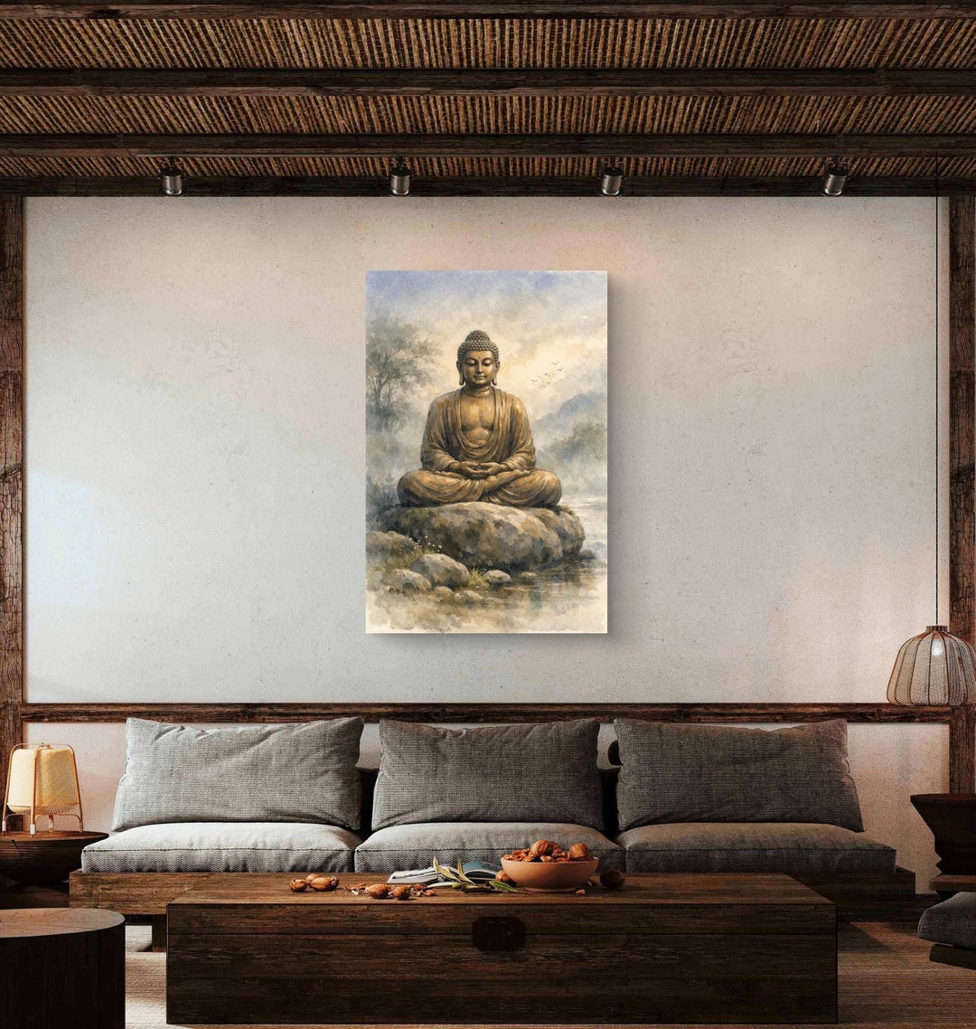 Watercolor Buddha Meditation Poster Rolled Posters | Zen Wall Art ...