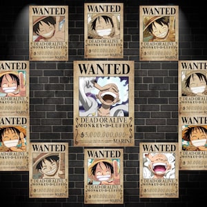 All Monkey D Luffy Wanted Posters | Classic Style | One Piece Printable Wall Art | Anime Room Decor.