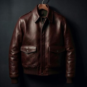 Herren Oxblood Vollnarbenleder A-2 Fliegerjacke - Handgefertigter, burgunderfarbener Bombermantel