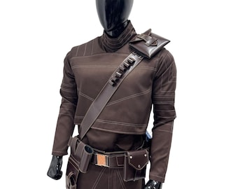Kombinezon lotniczy i pas Din Djarin - brązowy kostium Mandalorianina - warstwa bazowa pancerza Star Wars Bounty Hunter