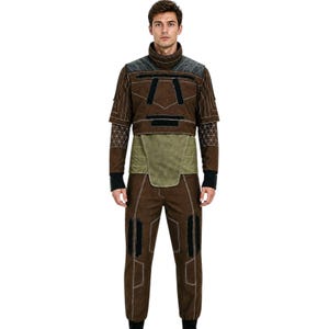 Din Djarin Mandalorian-kostym för män | Säsong 1 Pre-Beskar brun kostym | Star Wars Bounty Hunter Cosplay-present bild 1