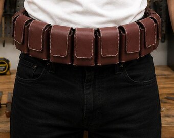 Mandalorian Leather Utility Belt with Pouches – Boba Fett Cosplay Costume Prop, Star Wars Inspired Gear