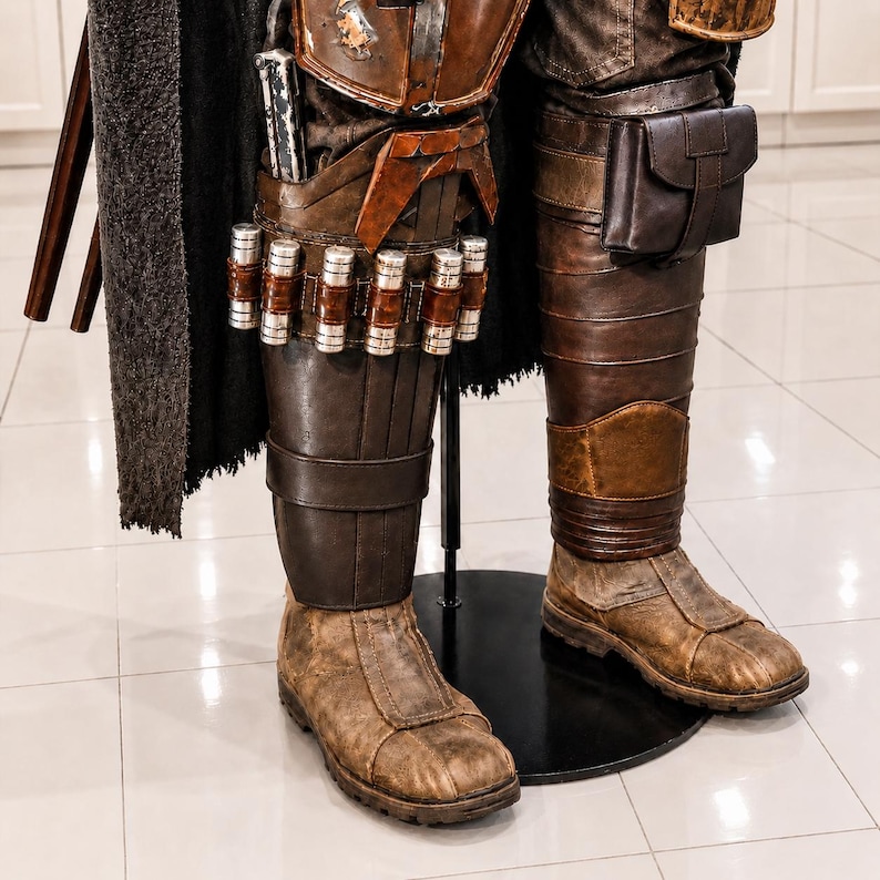 Mandalorian Din Djarin Äkta Läder Benrustning | Handgjord Star Wars Cosplay Rekvisita Anpassad Passform bild 1