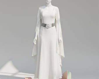 Prinsessan Leia Cosplay-klänning med metalliskt bälte | Star Wars-klänning