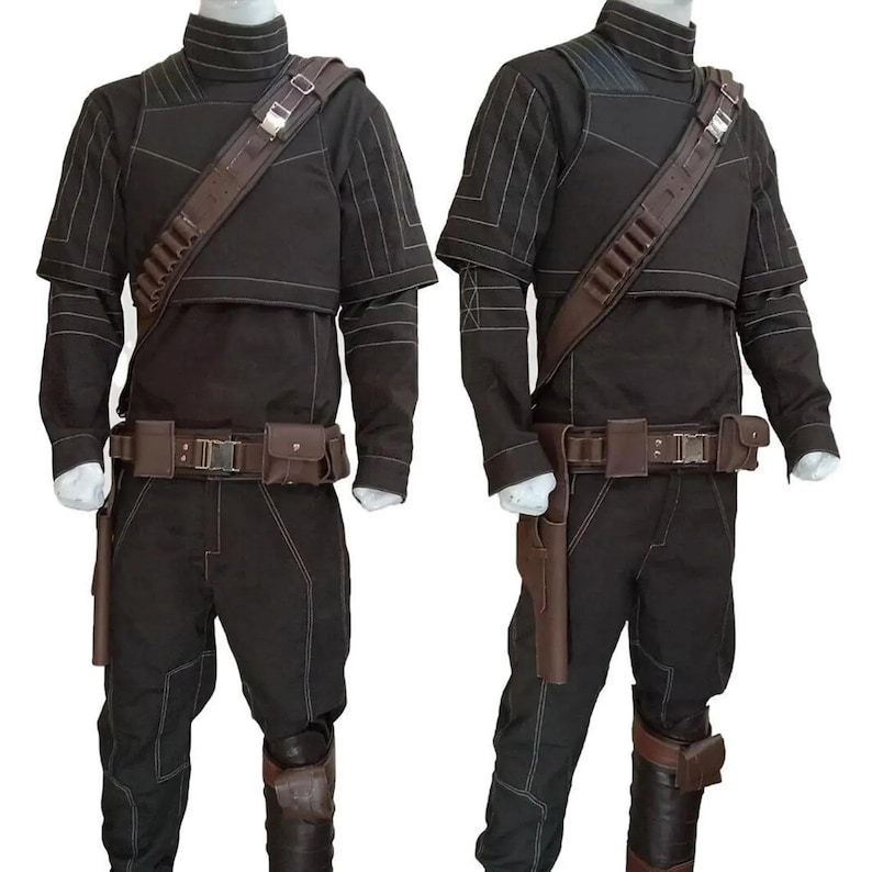 Din Djarin Mandalorian Cosplay-kostym med bälte | Star Wars 3-delad prisjägare-flygdräkt | Beskar-dräkt bild 2