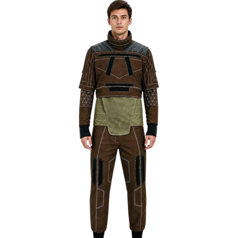 Din Djarin Mandalorian-kostym för män | Säsong 1 Pre-Beskar brun kostym | Star Wars Bounty Hunter Cosplay-present bild 1