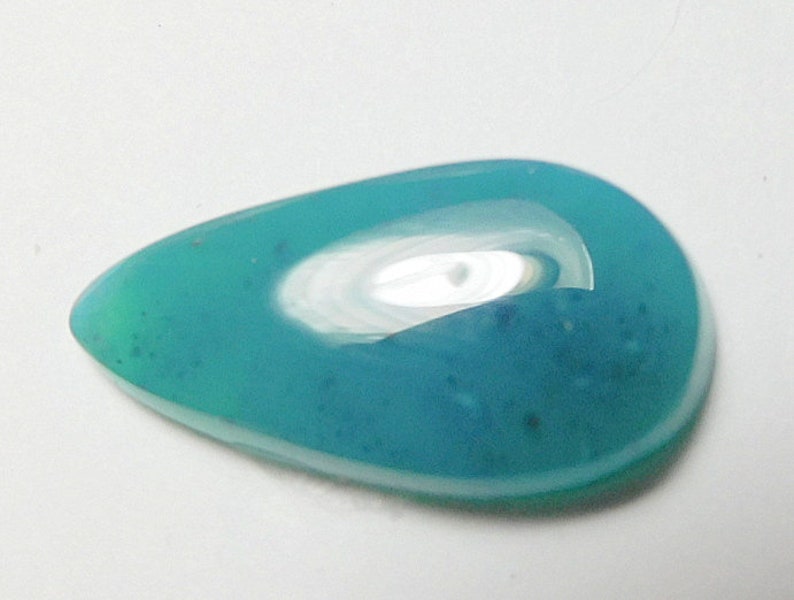 Gem silica Designer cab agatized Chrysacolla buff top long drop cabochon from the Inspiration mine Mine Arizona 4.06 ct.