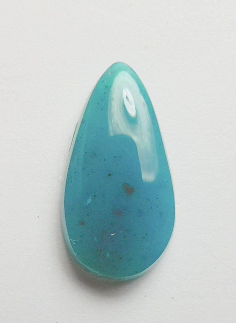Gem silica Designer cab agatized Chrysacolla buff top long drop cabochon from the Inspiration mine Mine Arizona 4.06 ct.