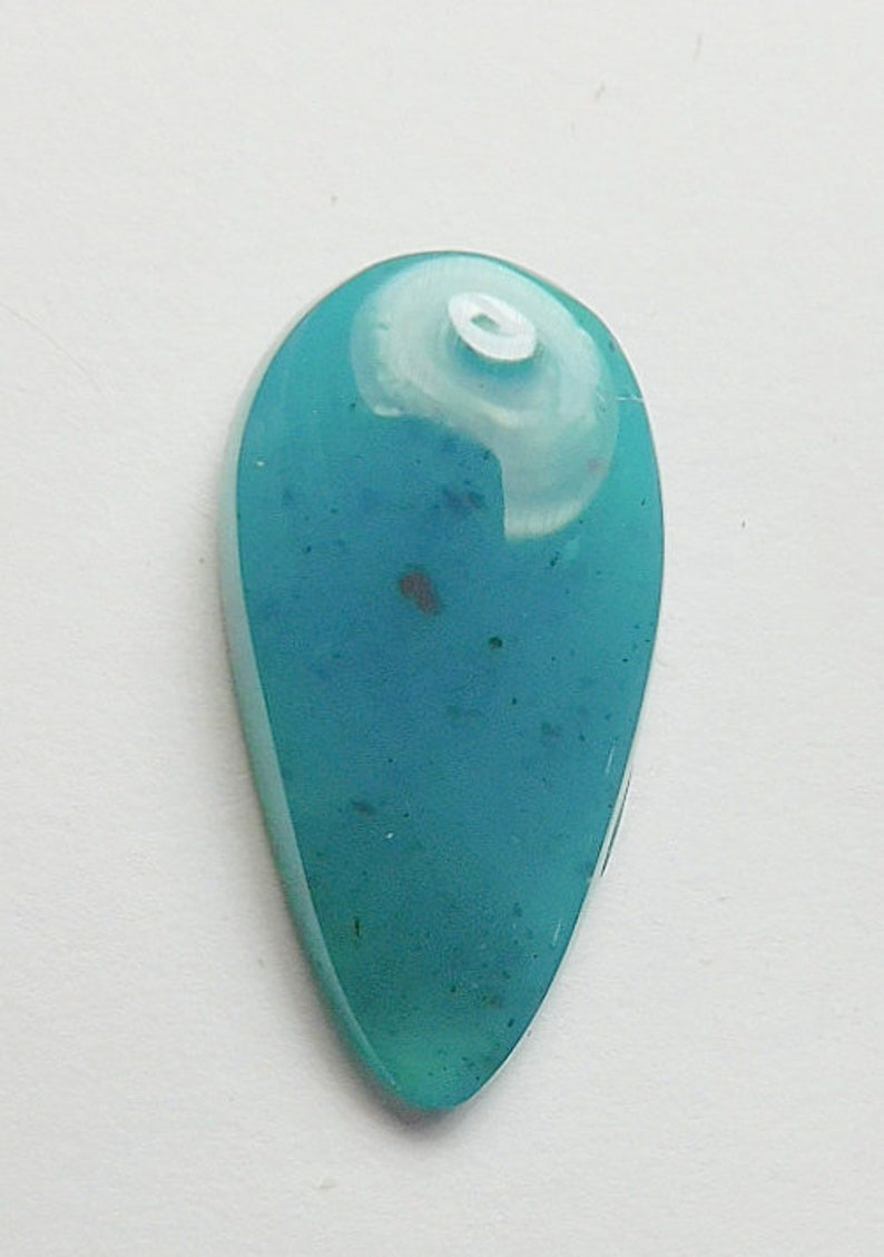 Gem silica Designer cab agatized Chrysacolla buff top long drop cabochon from the Inspiration mine Mine Arizona 4.06 ct.