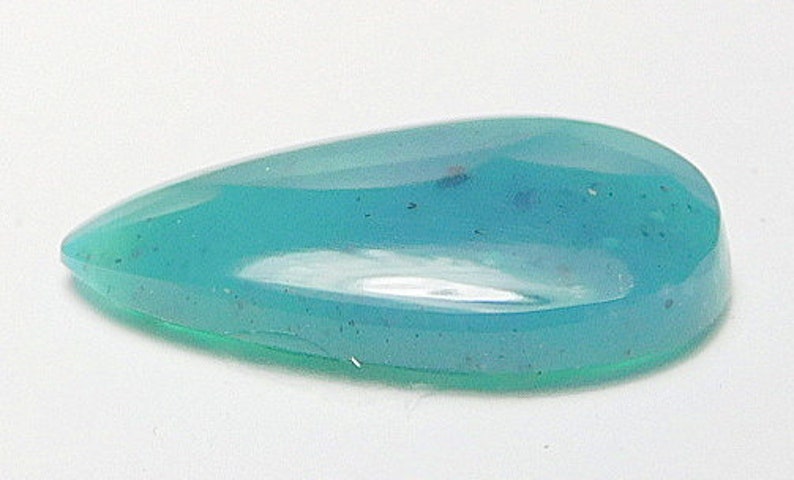 Gem silica Designer cab agatized Chrysacolla buff top long drop cabochon from the Inspiration mine Mine Arizona 4.06 ct.