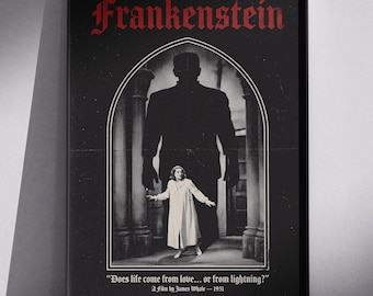 フランケンシュタイン 1931年 ホラー映画ポスター | ゴシッククラシック映画ウォールアート | ダークアートハウスプリント | ホームデコレーション