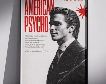American Psycho Movie Poster | Dark Cinematic Wall Art | Horror Film Print | Modern Interior Decor