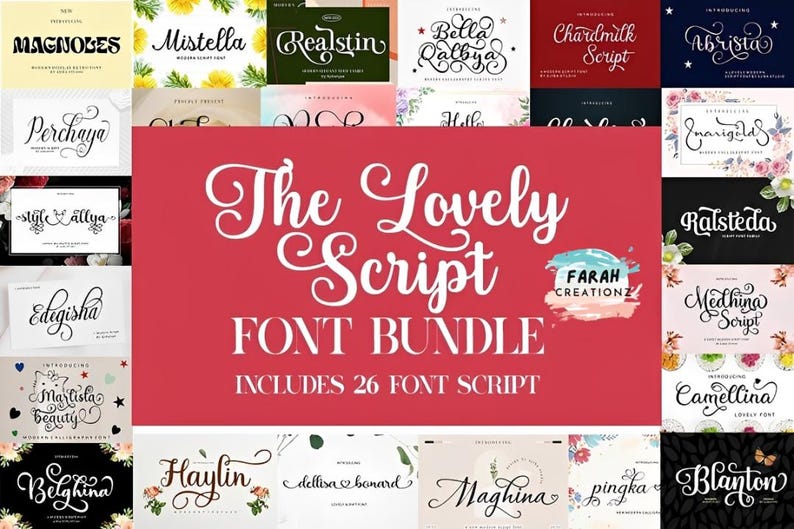 Elegant Script Font Bundle | 26 Calligraphy Fonts - Etsy