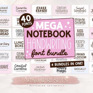 Paquete de 40 elegantes fuentes de escritura cursiva, planificador digital, Cricut, Goodnotes (TTF/OTF)