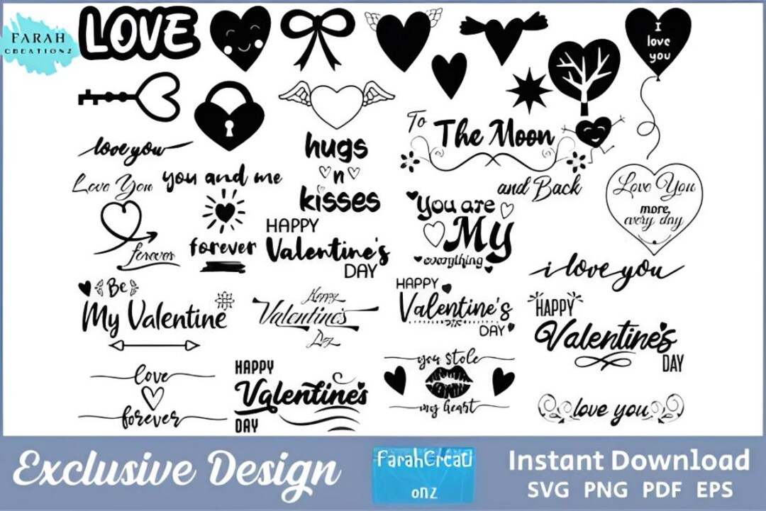 Valentine's Day SVG Cut Files | Love Graphics Pack (digital Download ...