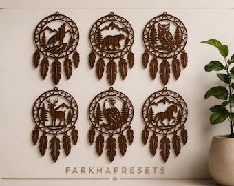 Boho Dreamcatcher Wall Art Signs | Laser Cut Animal Decor (SVG, PDF Files)