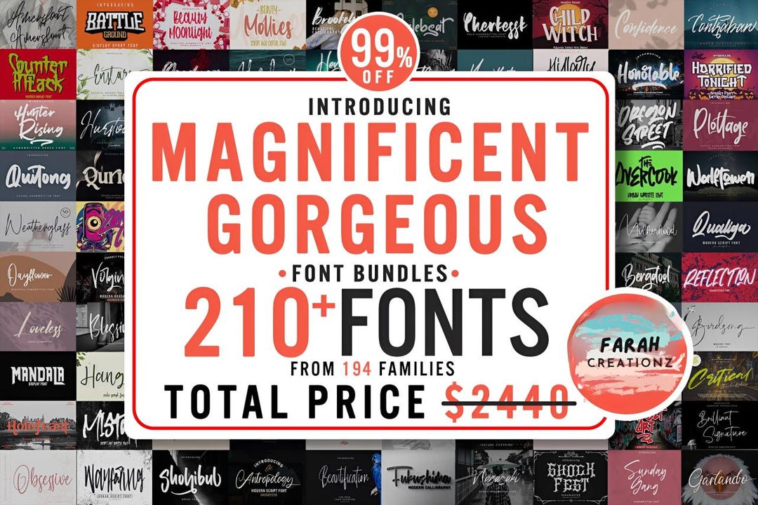 Magnificant Font Magnificent Font Bundle, 210+ Fonts, Cricut Commercial Use (instant ...